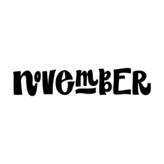 VECTOR MONTH HAND LETTERING TYPOGRAPHY, MONTH NOVEMBER