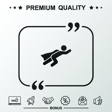 Super hero icon. Text inside quote symbol