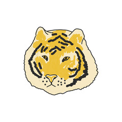 tiger icon, sticker, poster. sketch hand drawn. trending colors 2021. vector. animal wild. 2022 symbol of the year.