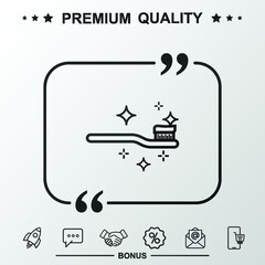 Tooth brush line sign. With quote symbol