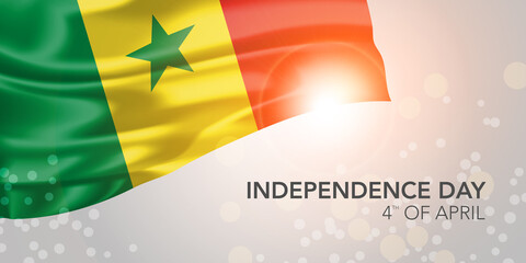 Senegal happy independence day vector banner, greeting card