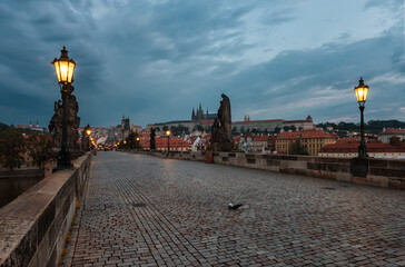 Charles Bridge before sunrise