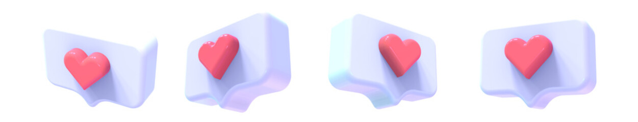 like social media notification with heart icon. 3d rendering Illustration.
