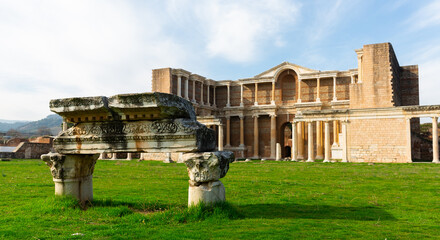 Sardis antic city ruins with gymnasium in Salihli, Manisa province, Turkey