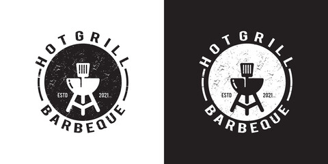 Fototapeta na wymiar Barbeque Hot Grill Restaurant Logo Template