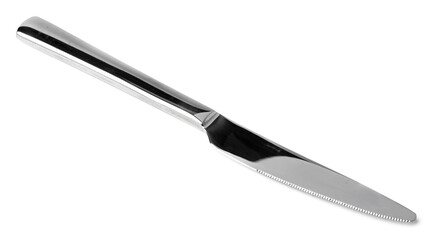 Silver dining knife isolated on white background