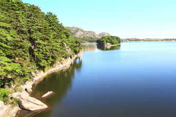 Fototapeta na wymiar Samil lake, Kangwon Province, North Korea (DPRK)