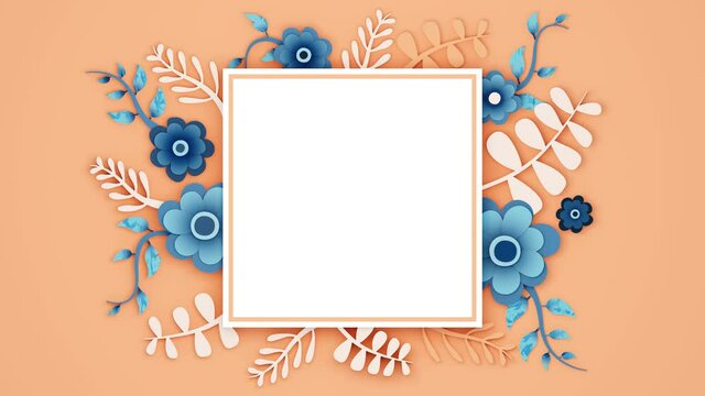 Charming Blue Flower Frame. Decorative Floral Arrangement