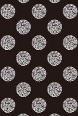 平安有職文様_老松丸（おいまつのまる）_壁紙・白黒