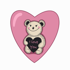 Сute cartoon sketch bear. Vector illustration.