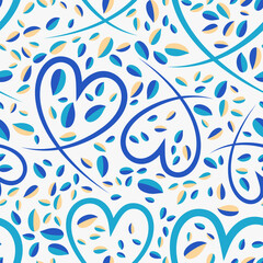 Seamless pattern of repeating leaf. Beautiful texture for textile or paper print. Vector illustration. Cute colorful background.