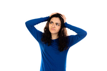 Adorable teenage girl with blue sweater