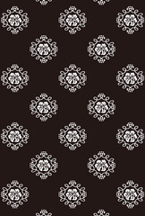 平安有職文様_唐花丸（からはなのまる）03_壁紙・白黒