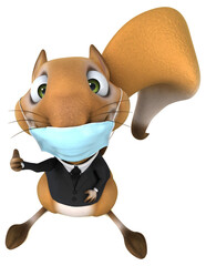 Fun 3D cartoon squirrel with a mask