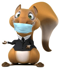 Naklejka premium Fun 3D cartoon squirrel with a mask