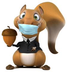 Fun 3D cartoon squirrel with a mask