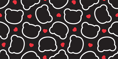 Fototapeta premium bear seamless pattern polar heart valentine vector head repeat wallpaper teddy scarf isolated cloud cartoon illustration tile background illustration doodle design