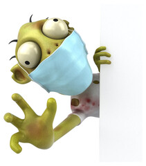 Fun 3D cartoon Zombie with a mask