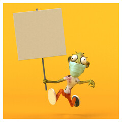 Fun 3D cartoon Zombie with a mask