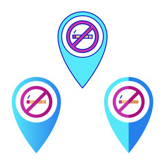 Set of no smoking area and pin icons