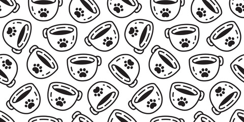 coffee tea cup seamless pattern cat paw footprint vector tea milk glass repeat background scarf isolated tile wallpaper cartoon illustration doodle design
