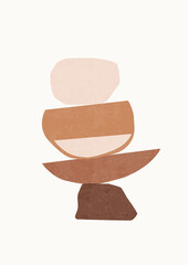 Abstract shapes Nordic paint print. Scandinavian style poster background. Minimalist contemporary earth tone design vector illustration for wall decoration, home gallery, postcard, brochure cover