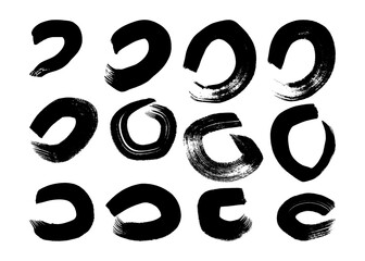 Black grunge brush strokes in circle form
