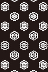 平安有職文様_窠中唐花（かのなかにからはな）02_壁紙・白黒