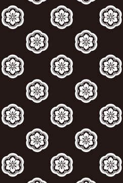 平安有職文様_窠中唐花（かのなかにからはな）02_壁紙・白黒