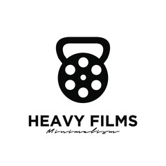 Heavy Films Studio Movie Video Cinema Cinematography Film Production logo design vector icon illustration Isolated White Background