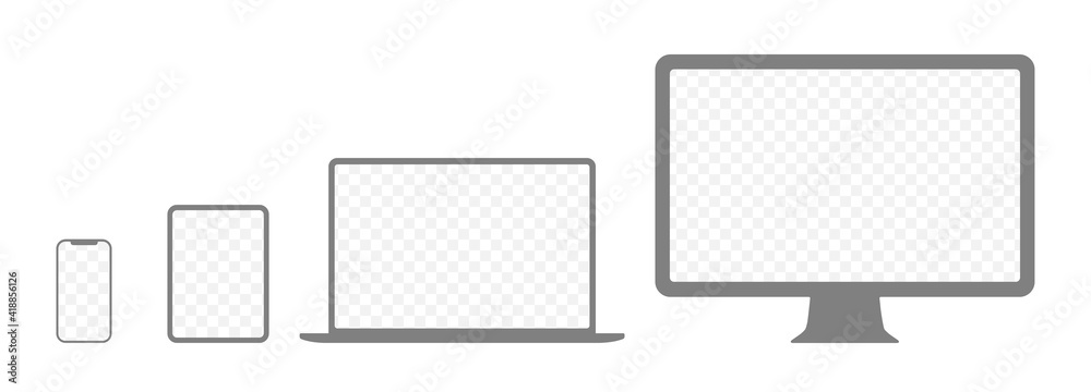 Poster set of device screens with checkerboard screen.