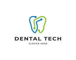 Dental tech vector logo design. Creative technology logo icon