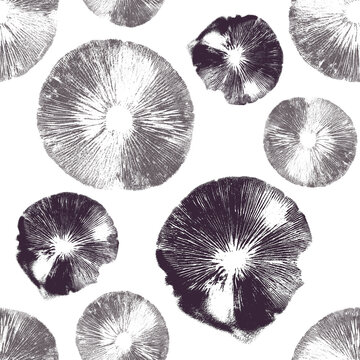 Mushroom spore print seamless pattern