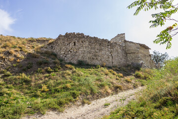 Fototapeta na wymiar Saint Thomas tower of the Genoese fortress in Feodosia, Crimea, XIV century.