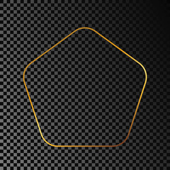Gold glowing rounded pentagon shape frame