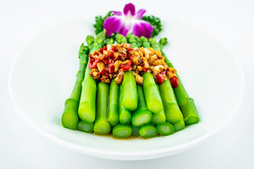 Chinese dish with garlic and asparagus