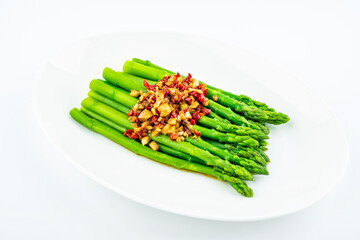 Chinese dish with garlic and asparagus