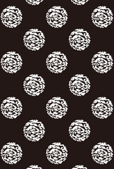 平安有職文様_瑞雲鳳凰丸（ずいうんほうおうのまる）_壁紙・白黒