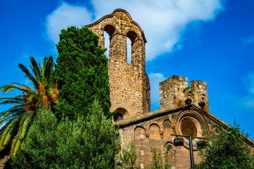Barcelona, Spain - July 27, 2019: Sant Pau del Camp (Catalan for 'Saint Paul of the countryside' or 'in the fields') church and former monastery in Barcelona, Spain
