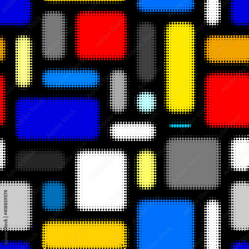 Fototapete Mondrian style design pattern. Seamless vector geometric pattern.
