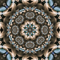 fractal abstract mandala with a circular ornament in the form of spirals and a beautiful abstract flower in the center