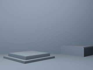 3D gray geometric stage podium