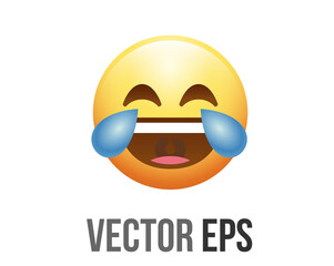 vector yellow face laughing icon with crying tear