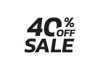 40 percent price off icon, label or tag for sale. Discount badge or sticker design. Vector illustration.