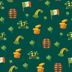 Saint Patrick s Day seamless pattern. Holiday Vector Illustration Background