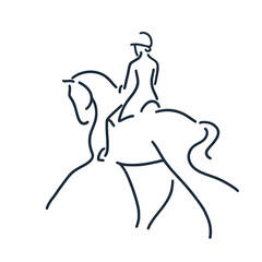 Design logo, rider on a horse, depicted by the lines