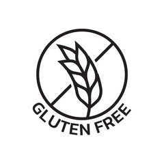 Gluten free icon with grain or wheat symbol. Food allergy label or logo. Vector illustration.