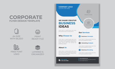 Corporate Business Flyer Design Template Print ready fully editable ,Corporate Poster, Brochure Cover Template
