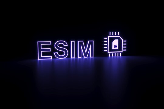 ESIM neon concept self illumination background 3D illustration