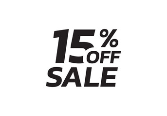 15 percent price off icon, label or tag for sale. Discount badge or sticker design. Vector illustration.